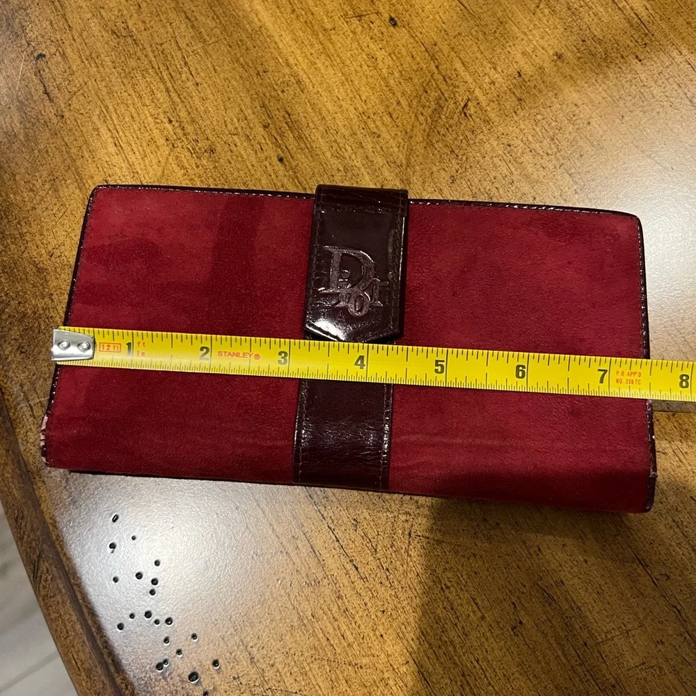 Christian Dior Burgundy Suede Wallet vintage w/ kisslock